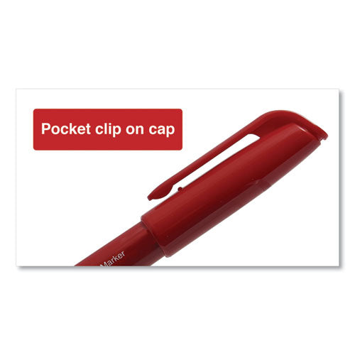 Universal™ wholesale. UNIVERSAL® Pen-style Permanent Marker, Fine Bullet Tip, Red, Dozen. HSD Wholesale: Janitorial Supplies, Breakroom Supplies, Office Supplies.