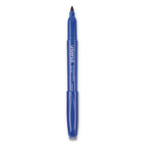 Universal™ wholesale. UNIVERSAL® Pen-style Permanent Marker, Fine Bullet Tip, Blue, Dozen. HSD Wholesale: Janitorial Supplies, Breakroom Supplies, Office Supplies.