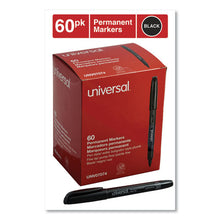 Load image into Gallery viewer, Universal™ wholesale. UNIVERSAL® Pen-style Permanent Marker, Fine Bullet Tip, Black, 60-pack. HSD Wholesale: Janitorial Supplies, Breakroom Supplies, Office Supplies.