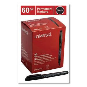 Universal™ wholesale. UNIVERSAL® Pen-style Permanent Marker, Fine Bullet Tip, Black, 60-pack. HSD Wholesale: Janitorial Supplies, Breakroom Supplies, Office Supplies.