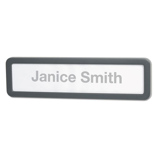 Universal® wholesale. UNIVERSAL® Recycled Cubicle Nameplate With Rounded Corners, 9 X 2 1-2, Charcoal. HSD Wholesale: Janitorial Supplies, Breakroom Supplies, Office Supplies.