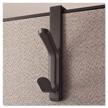 Load image into Gallery viewer, Universal® wholesale. UNIVERSAL® Recycled Cubicle Double Coat Hook, Plastic, Charcoal. HSD Wholesale: Janitorial Supplies, Breakroom Supplies, Office Supplies.