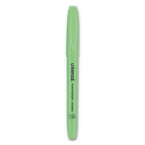 Universal™ wholesale. UNIVERSAL® Pocket Highlighters, Chisel Tip, Fluorescent Green, Dozen. HSD Wholesale: Janitorial Supplies, Breakroom Supplies, Office Supplies.