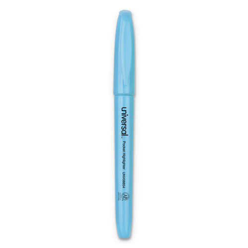 Universal™ wholesale. UNIVERSAL® Pocket Highlighters, Chisel Tip, Fluorescent Blue, Dozen. HSD Wholesale: Janitorial Supplies, Breakroom Supplies, Office Supplies.