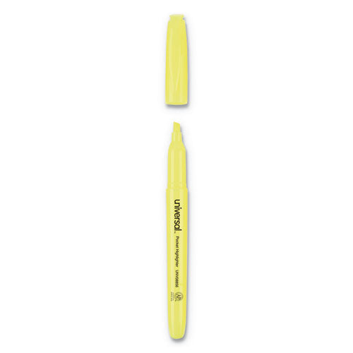 Universal™ wholesale. UNIVERSAL® Pocket Highlighters, Chisel Tip, Fluorescent Yellow, 36-pack. HSD Wholesale: Janitorial Supplies, Breakroom Supplies, Office Supplies.