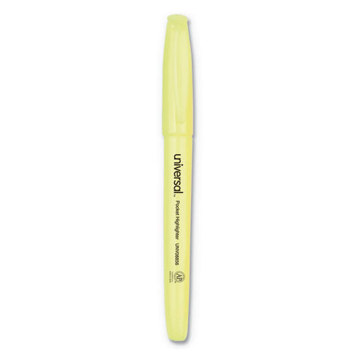 Universal™ wholesale. UNIVERSAL® Pocket Highlighters, Chisel Tip, Fluorescent Yellow, 36-pack. HSD Wholesale: Janitorial Supplies, Breakroom Supplies, Office Supplies.