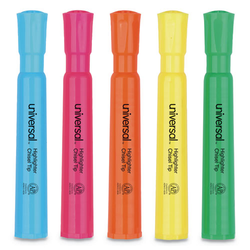 Universal™ wholesale. UNIVERSAL® Desk Highlighters, Chisel Tip, Assorted Colors, 5-set. HSD Wholesale: Janitorial Supplies, Breakroom Supplies, Office Supplies.