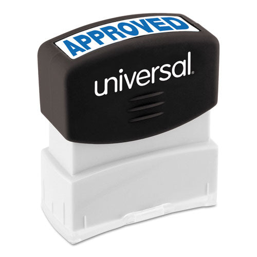 Universal® wholesale. UNIVERSAL® Message Stamp, Approved, Pre-inked One-color, Blue. HSD Wholesale: Janitorial Supplies, Breakroom Supplies, Office Supplies.