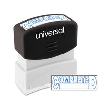 Load image into Gallery viewer, Universal® wholesale. UNIVERSAL® Message Stamp, Completed, Pre-inked One-color, Blue Ink. HSD Wholesale: Janitorial Supplies, Breakroom Supplies, Office Supplies.