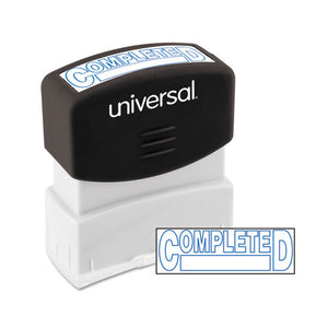 Universal® wholesale. UNIVERSAL® Message Stamp, Completed, Pre-inked One-color, Blue Ink. HSD Wholesale: Janitorial Supplies, Breakroom Supplies, Office Supplies.