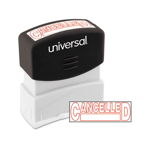 Universal® wholesale. UNIVERSAL® Message Stamp, Cancelled, Pre-inked One-color, Red. HSD Wholesale: Janitorial Supplies, Breakroom Supplies, Office Supplies.