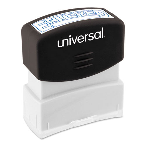 Universal® wholesale. UNIVERSAL® Message Stamp, Entered, Pre-inked One-color, Blue. HSD Wholesale: Janitorial Supplies, Breakroom Supplies, Office Supplies.