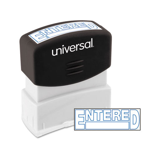 Universal® wholesale. UNIVERSAL® Message Stamp, Entered, Pre-inked One-color, Blue. HSD Wholesale: Janitorial Supplies, Breakroom Supplies, Office Supplies.