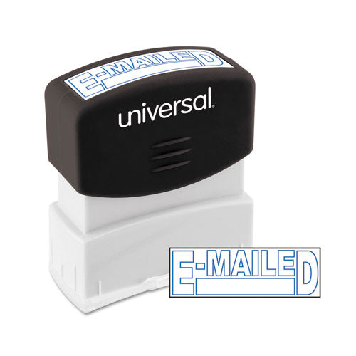 Universal® wholesale. UNIVERSAL® Message Stamp, E-mailed, Pre-inked One-color, Blue. HSD Wholesale: Janitorial Supplies, Breakroom Supplies, Office Supplies.