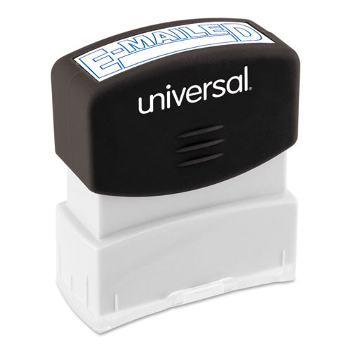 Universal® wholesale. UNIVERSAL® Message Stamp, E-mailed, Pre-inked One-color, Blue. HSD Wholesale: Janitorial Supplies, Breakroom Supplies, Office Supplies.