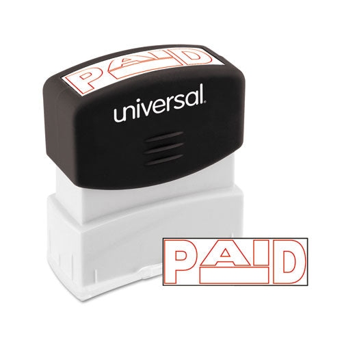 Universal® wholesale. UNIVERSAL® Message Stamp, Paid, Pre-inked One-color, Red. HSD Wholesale: Janitorial Supplies, Breakroom Supplies, Office Supplies.