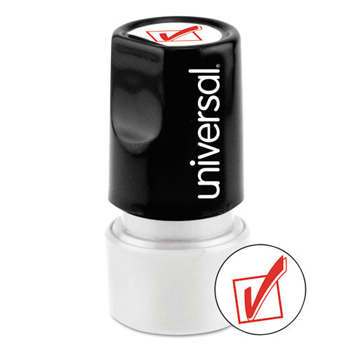 Universal® wholesale. UNIVERSAL® Round Message Stamp, Check Mark, Pre-inked-re-inkable, Red. HSD Wholesale: Janitorial Supplies, Breakroom Supplies, Office Supplies.