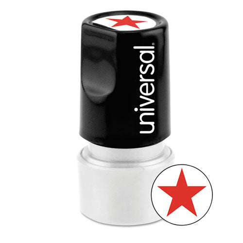 Universal® wholesale. UNIVERSAL® Round Message Stamp, Star, Pre-inked-re-inkable, Red. HSD Wholesale: Janitorial Supplies, Breakroom Supplies, Office Supplies.