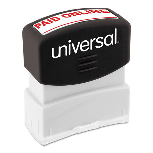 Universal® wholesale. UNIVERSAL® Message Stamp, Paid Online, Pre-inked One-color, Red. HSD Wholesale: Janitorial Supplies, Breakroom Supplies, Office Supplies.