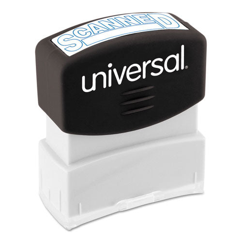 Universal® wholesale. UNIVERSAL® Message Stamp, Scanned, Pre-inked One-color, Blue. HSD Wholesale: Janitorial Supplies, Breakroom Supplies, Office Supplies.