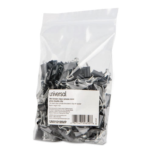 Universal® wholesale. UNIVERSAL® Binder Clips In Zip-seal Bag, Mini, Black-silver, 144-pack. HSD Wholesale: Janitorial Supplies, Breakroom Supplies, Office Supplies.