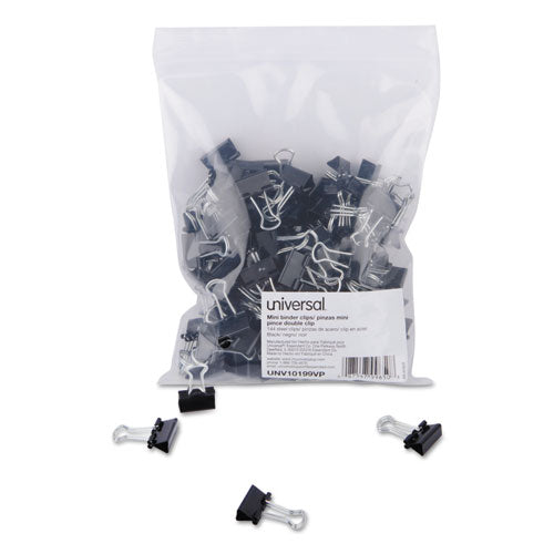 Universal® wholesale. UNIVERSAL® Binder Clips In Zip-seal Bag, Mini, Black-silver, 144-pack. HSD Wholesale: Janitorial Supplies, Breakroom Supplies, Office Supplies.