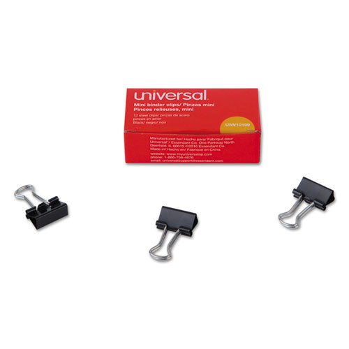 Universal® wholesale. UNIVERSAL® Binder Clips, Mini, Black-silver, Dozen. HSD Wholesale: Janitorial Supplies, Breakroom Supplies, Office Supplies.