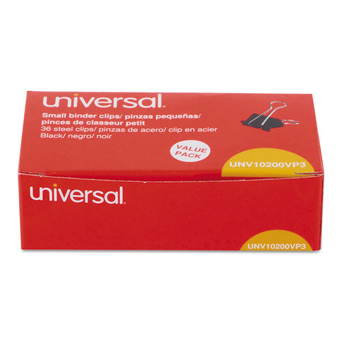 Universal® wholesale. UNIVERSAL®  Clips, Small, Black-silver, 36-pack. HSD Wholesale: Janitorial Supplies, Breakroom Supplies, Office Supplies.