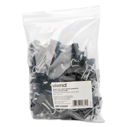 Universal® wholesale. UNIVERSAL® Binder Clips In Zip-seal Bag, Small, Black-silver, 144-pack. HSD Wholesale: Janitorial Supplies, Breakroom Supplies, Office Supplies.