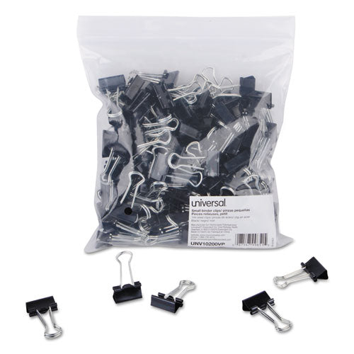 Universal® wholesale. UNIVERSAL® Binder Clips In Zip-seal Bag, Small, Black-silver, 144-pack. HSD Wholesale: Janitorial Supplies, Breakroom Supplies, Office Supplies.