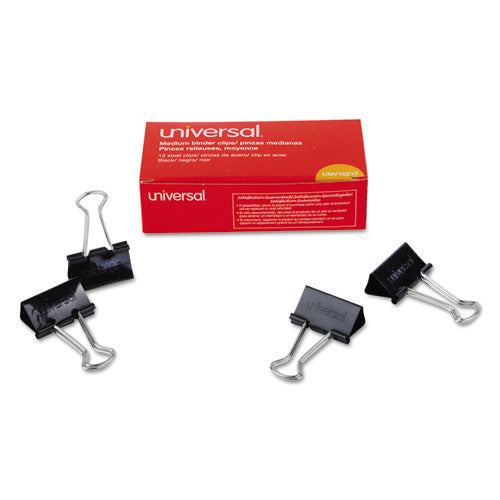 Universal® wholesale. UNIVERSAL® Binder Clips, Medium, Black-silver, Dozen. HSD Wholesale: Janitorial Supplies, Breakroom Supplies, Office Supplies.