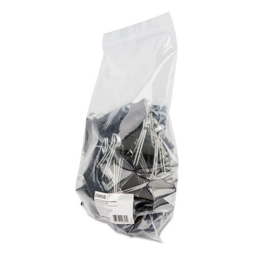 Universal® wholesale. UNIVERSAL Binder Clips In Zip-seal Bag, Large, Black-silver, 36-pack. HSD Wholesale: Janitorial Supplies, Breakroom Supplies, Office Supplies.