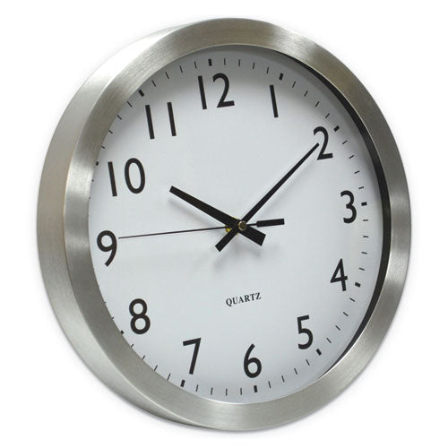 Universal® wholesale. UNIVERSAL® Brushed Aluminum Wall Clock, 12" Overall Diameter, Silver Case, 1 Aa (sold Separately). HSD Wholesale: Janitorial Supplies, Breakroom Supplies, Office Supplies.