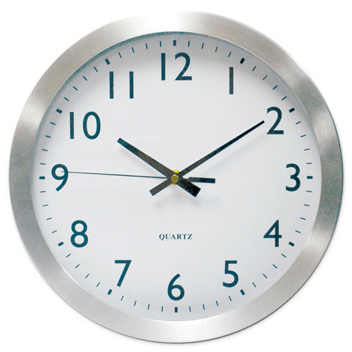 Universal® wholesale. UNIVERSAL® Brushed Aluminum Wall Clock, 12" Overall Diameter, Silver Case, 1 Aa (sold Separately). HSD Wholesale: Janitorial Supplies, Breakroom Supplies, Office Supplies.