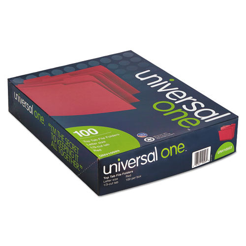 Universal® wholesale. UNIVERSAL® Deluxe Colored Top Tab File Folders, 1-3-cut Tabs, Letter Size, Red-light Red, 100-box. HSD Wholesale: Janitorial Supplies, Breakroom Supplies, Office Supplies.