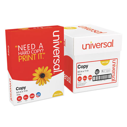 Universal® wholesale. UNIVERSAL® Copy Paper Convenience Carton, 92 Bright, 20lb, 8.5 X 11, White, 500 Sheets-ream, 5 Reams-carton. HSD Wholesale: Janitorial Supplies, Breakroom Supplies, Office Supplies.