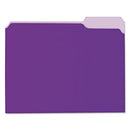 Universal® wholesale. UNIVERSAL® Interior File Folders, 1-3-cut Tabs, Letter Size, Violet, 100-box. HSD Wholesale: Janitorial Supplies, Breakroom Supplies, Office Supplies.