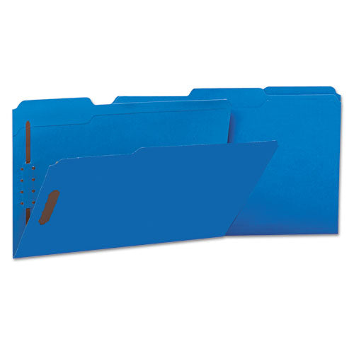 Universal® wholesale. UNIVERSAL® Deluxe Reinforced Top Tab Folders With Two Fasteners, 1-3-cut Tabs, Legal Size, Blue, 50-box. HSD Wholesale: Janitorial Supplies, Breakroom Supplies, Office Supplies.