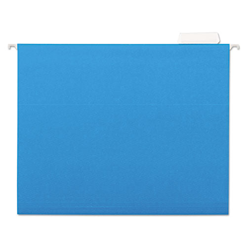 Universal® wholesale. UNIVERSAL Deluxe Bright Color Hanging File Folders, Letter Size, 1-5-cut Tab, Blue, 25-box. HSD Wholesale: Janitorial Supplies, Breakroom Supplies, Office Supplies.