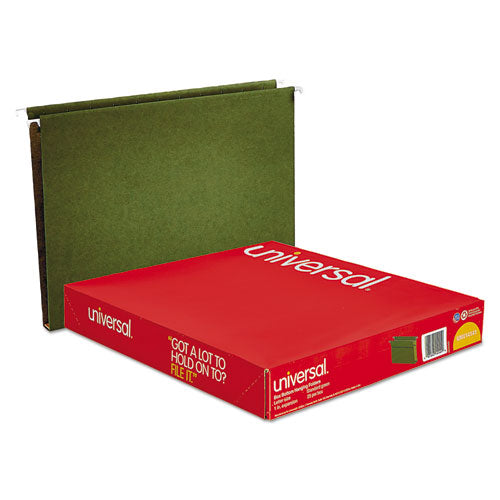 Universal® wholesale. UNIVERSAL® Box Bottom Hanging File Folders, Letter Size, 1-5-cut Tab, Standard Green, 25-box. HSD Wholesale: Janitorial Supplies, Breakroom Supplies, Office Supplies.