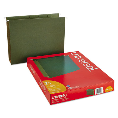 Universal® wholesale. UNIVERSAL® Box Bottom Hanging File Folders, Letter Size, 1-5-cut Tab, Standard Green, 25-box. HSD Wholesale: Janitorial Supplies, Breakroom Supplies, Office Supplies.