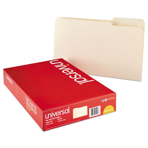 Universal® wholesale. UNIVERSAL® Top Tab Manila File Folders, 1-3-cut Tabs, Assorted Positions, Legal Size, 11 Pt. Manila, 100-box. HSD Wholesale: Janitorial Supplies, Breakroom Supplies, Office Supplies.