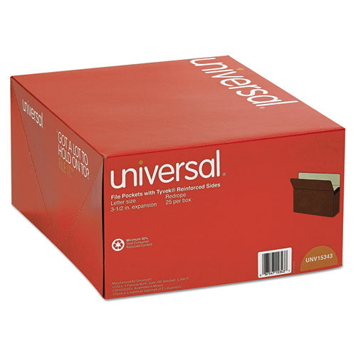 Universal® wholesale. UNIVERSAL® Redrope Expanding File Pockets, 3.5" Expansion, Letter Size, Redrope, 25-box. HSD Wholesale: Janitorial Supplies, Breakroom Supplies, Office Supplies.