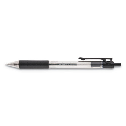 Universal™ wholesale. UNIVERSAL® Comfort Grip Retractable Ballpoint Pen, 1mm, Black Ink, Clear Barrel, 48-set. HSD Wholesale: Janitorial Supplies, Breakroom Supplies, Office Supplies.