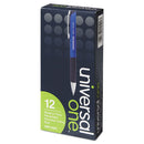 Universal™ wholesale. UNIVERSAL® Comfort Grip Retractable Ballpoint Pen, Medium 1mm, Blue Ink-barrel, Dozen. HSD Wholesale: Janitorial Supplies, Breakroom Supplies, Office Supplies.