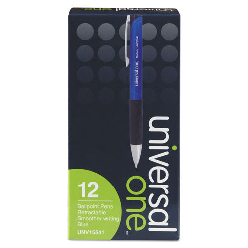 Universal™ wholesale. UNIVERSAL® Comfort Grip Retractable Ballpoint Pen, Medium 1mm, Blue Ink-barrel, Dozen. HSD Wholesale: Janitorial Supplies, Breakroom Supplies, Office Supplies.