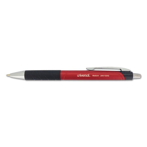 Universal™ wholesale. UNIVERSAL® Comfort Grip Retractable Ballpoint Pen, Medium 1mm, Red Ink-barrel, Dozen. HSD Wholesale: Janitorial Supplies, Breakroom Supplies, Office Supplies.