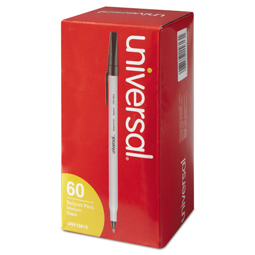 Universal™ wholesale. UNIVERSAL® Stick Ballpoint Pen Value Pack, Medium 1mm, Black Ink, Gray Barrel, 60-pack. HSD Wholesale: Janitorial Supplies, Breakroom Supplies, Office Supplies.