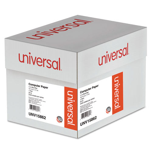 Universal® wholesale. UNIVERSAL® Printout Paper, 1-part, 20lb, 14.88 X 11, White-blue Bar, 2, 400-carton. HSD Wholesale: Janitorial Supplies, Breakroom Supplies, Office Supplies.