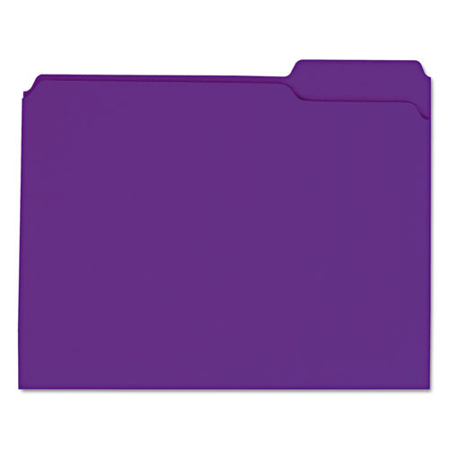 Universal® wholesale. UNIVERSAL® Reinforced Top-tab File Folders, 1-3-cut Tabs, Letter Size, Violet, 100-box. HSD Wholesale: Janitorial Supplies, Breakroom Supplies, Office Supplies.